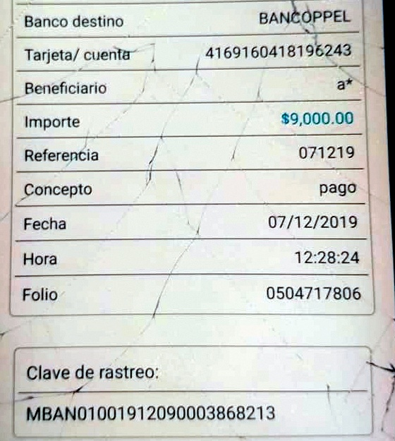 ROJA CUENTA DE BANCOPPEL DONDE SE REALIZÓ UNO DE LOS DÉPOSITOS