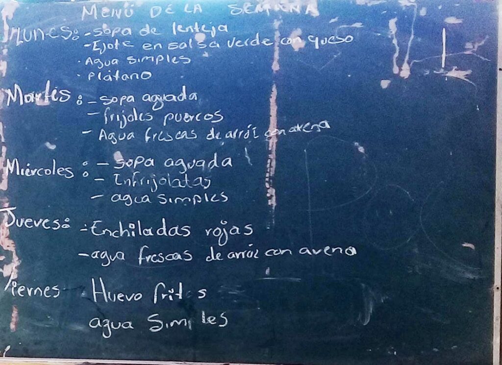 OME Menú que ofrecen a los niños