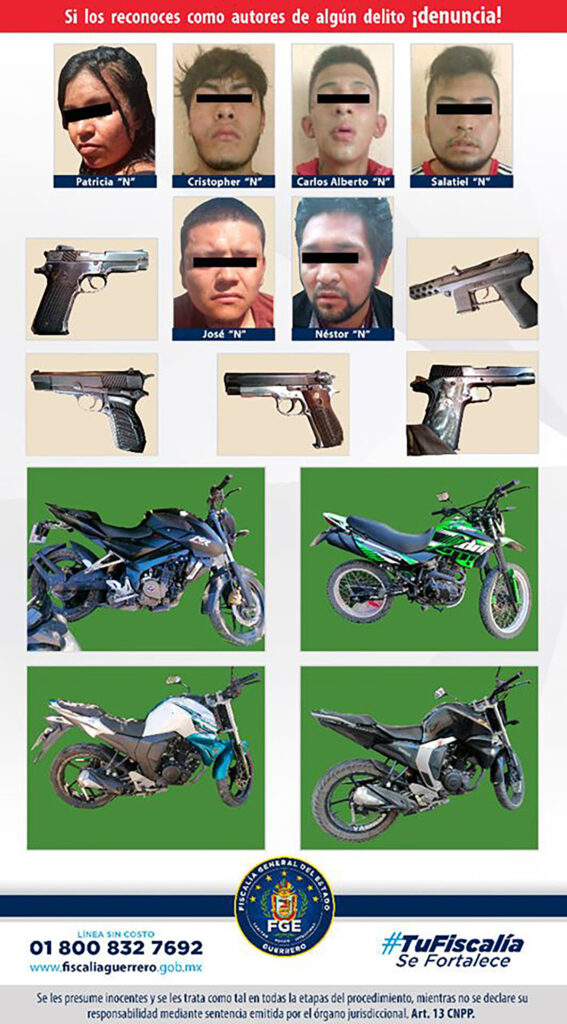 roja detenidos armas y motos