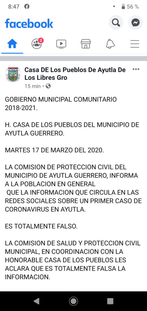 AYUTLA MENSAJE DE ADVERTENCIA