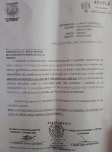AYUTLA Oficio a los bares