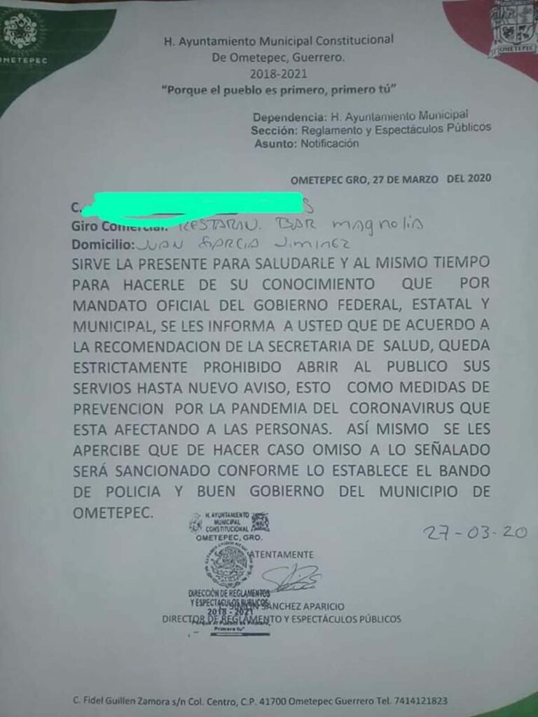 OME El escrito enviado a Magnolia