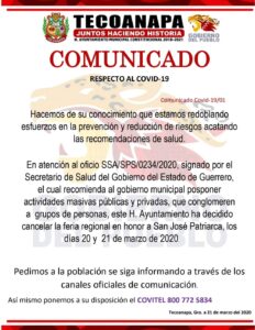 TECOANAPA ANUNCIOS DE CANCELACIÓN