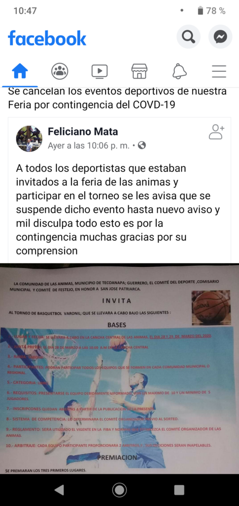 TECOANAPA Anuncian cancelación de eventos deportivos