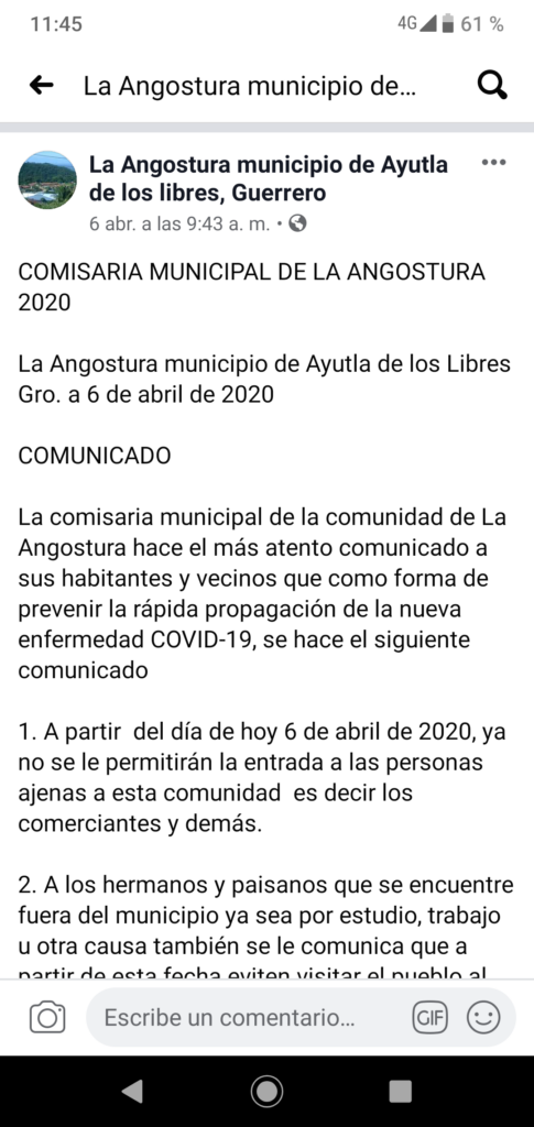 AYUTLA Anuncio de cierre a La Angostura