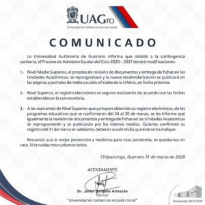 AYUTLA Aviso del rector
