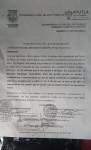AYUTLA Oficio enviado a los comerciantes