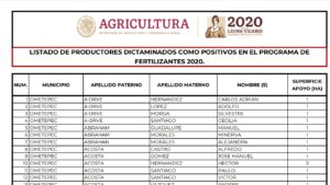 OME Listados de Sader