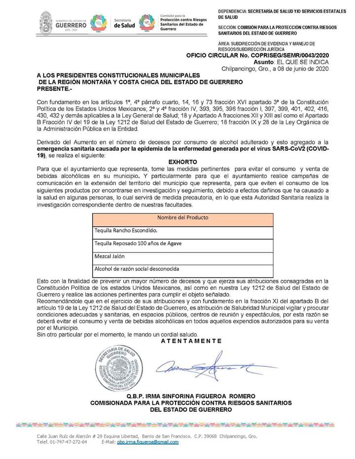 OME circular del gobierno del Estado