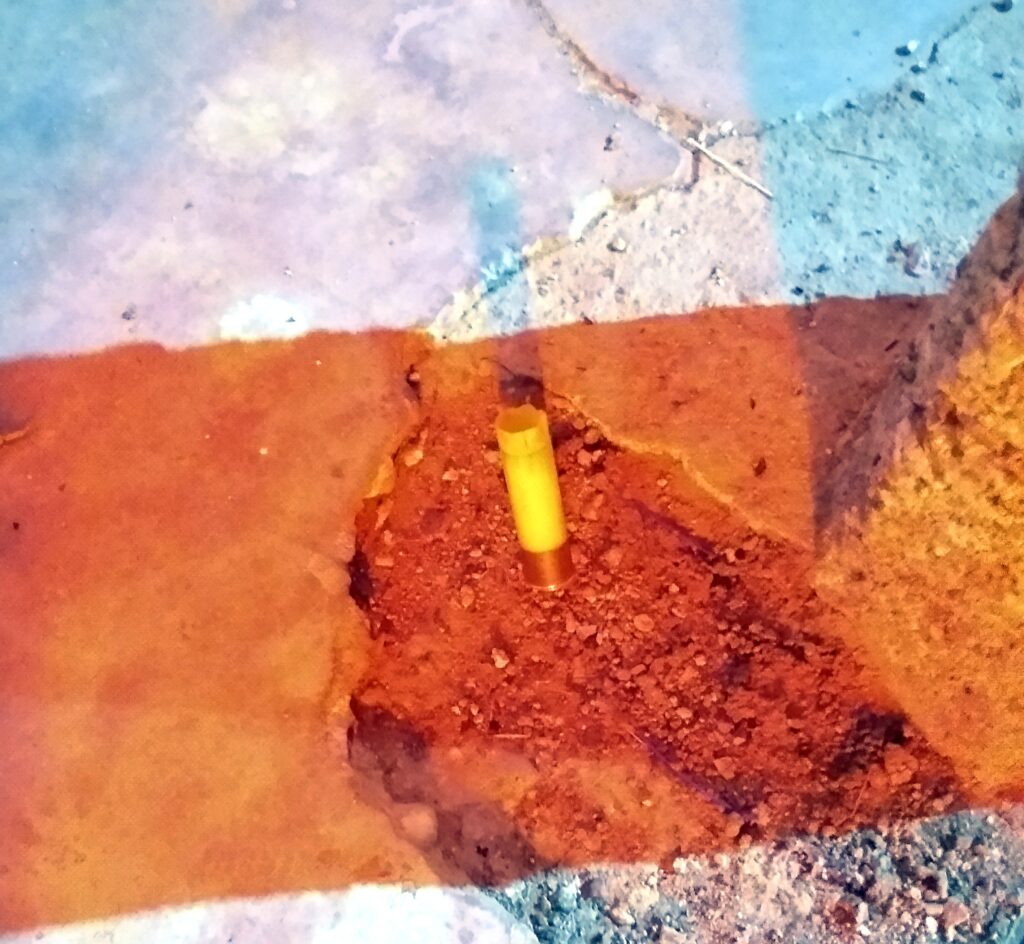 ROJA CASQUILLO PERCUTIDO ENCONTRADO EN EL LUGAR