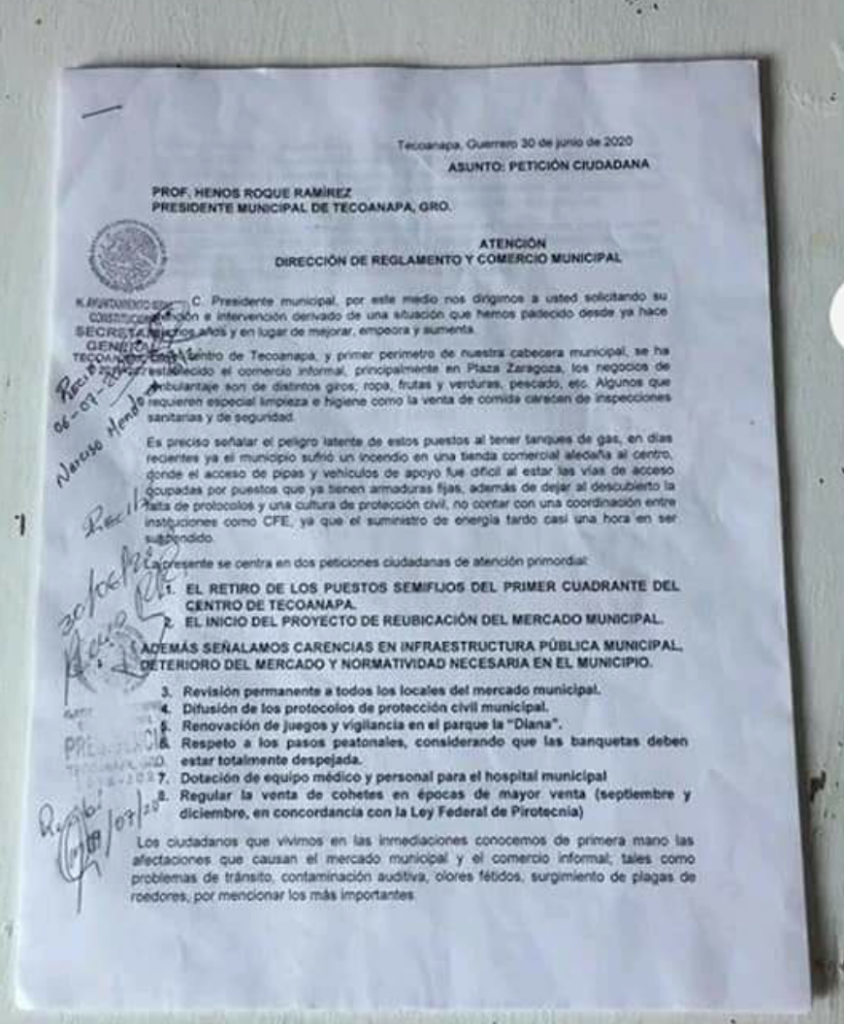 TECOANAPA Oficio enviado al ayuntamiento