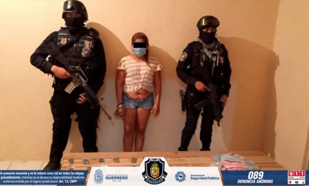 roja fue detenida con cristal y marihuana