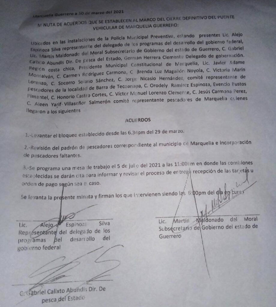 Marquelia Minuta de acuerdos de marzo