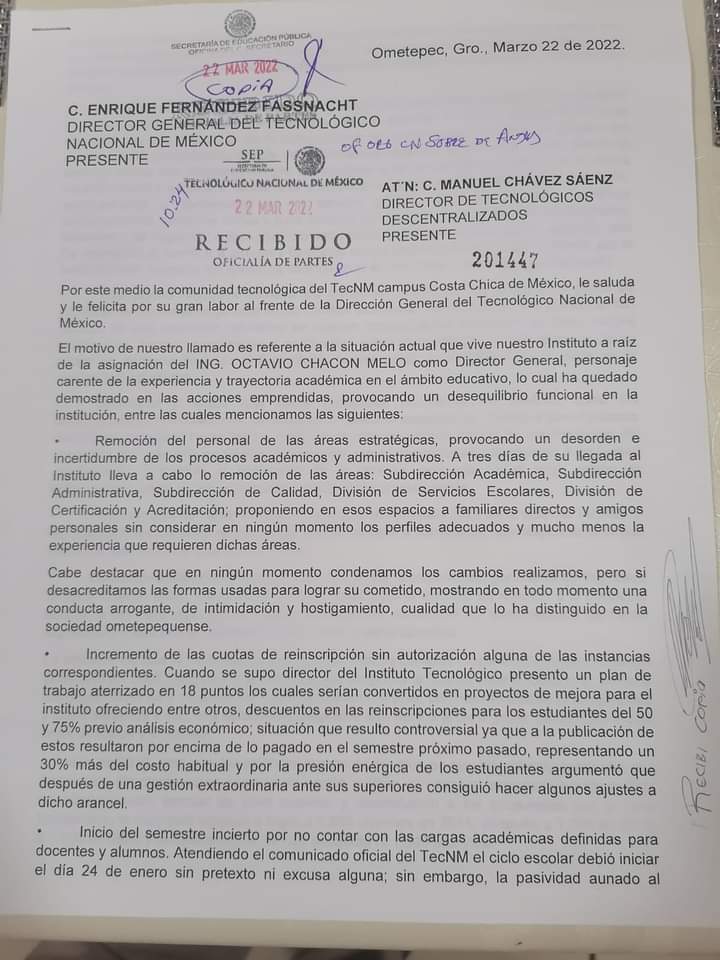 PRINCIPAL EL ESCRITO ENTREGADO