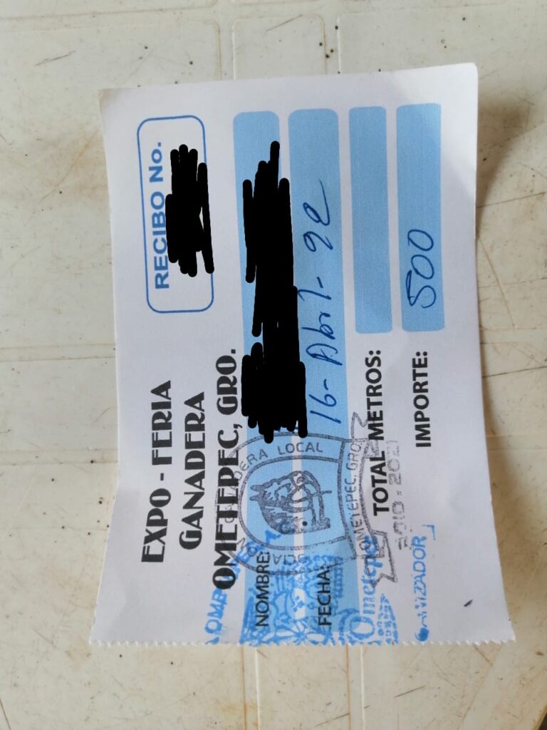 OME EL RECIBO DE UNO DE LOS COMERCIANTES
