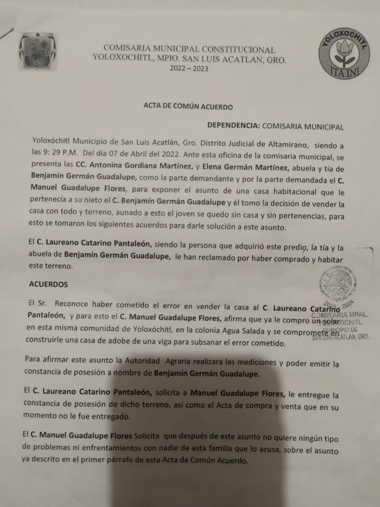 SAN LUIS EL ACTA DE ACUERDOS.