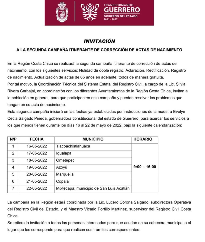 OME calendario de fechas