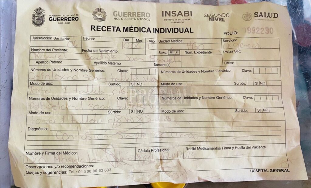 MARQUELIA Receta médica del hospital de Ometepec