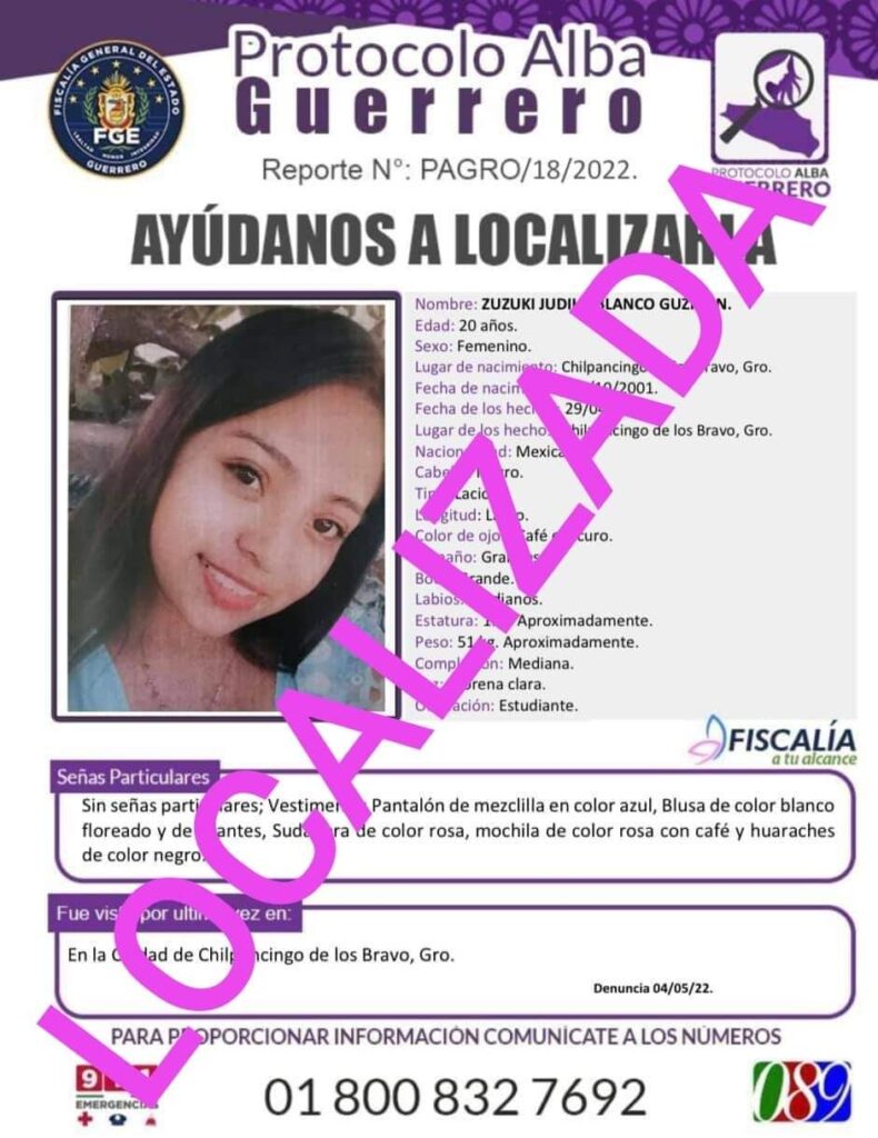 roja zuzuki localizada