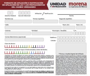 Marquelia El formato que presentaran los votantes para su afiliación