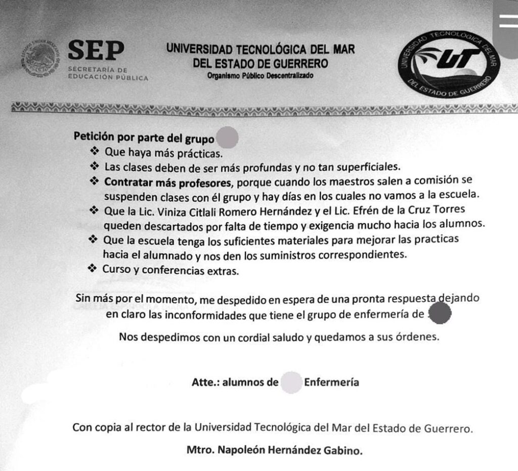 Marquelia Petición hecha a rectoría (1)