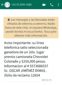 ROJA EL MENSAJE DE EXTORSIÓN