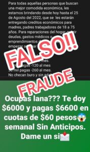 ROJA MENSAJE FRAUDULENTO