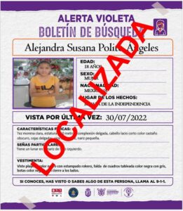 ROJA UNA DE LAS DESAPARECIDAS
