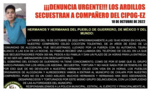 ROJA DENUNCIA CIPOG SECUESTRO DE JOVEN
