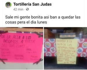 SAN LUIS ANUNCIAN AUMENTO A TORTILLAS