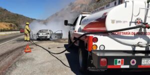 ROJA ARDE COCHE EN LA AUTOPISTA