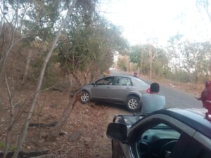 ROJA EL AUTO AFUERA DE LA CARRETERA (2)