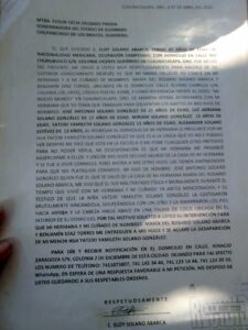 ROJA DOCUMENTO ENVIADO A LA GOBERNADORA
