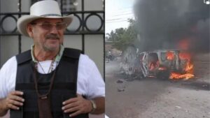 ROJA LA CAMIONETA ARDIENDO