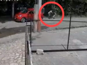 ROJA LA MUJER FORCEJEANDO