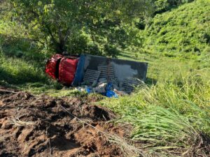 ROJA EL CAMION VOLCADO