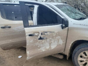 roja camioneta de los delincuentes