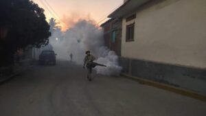 AZOYÚ Los trabajdores fumigando