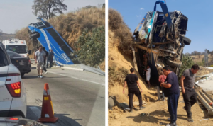 ROJA AUTOBÚS ACCIDENTADO