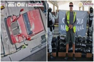 roja el tractocamion y el detenido